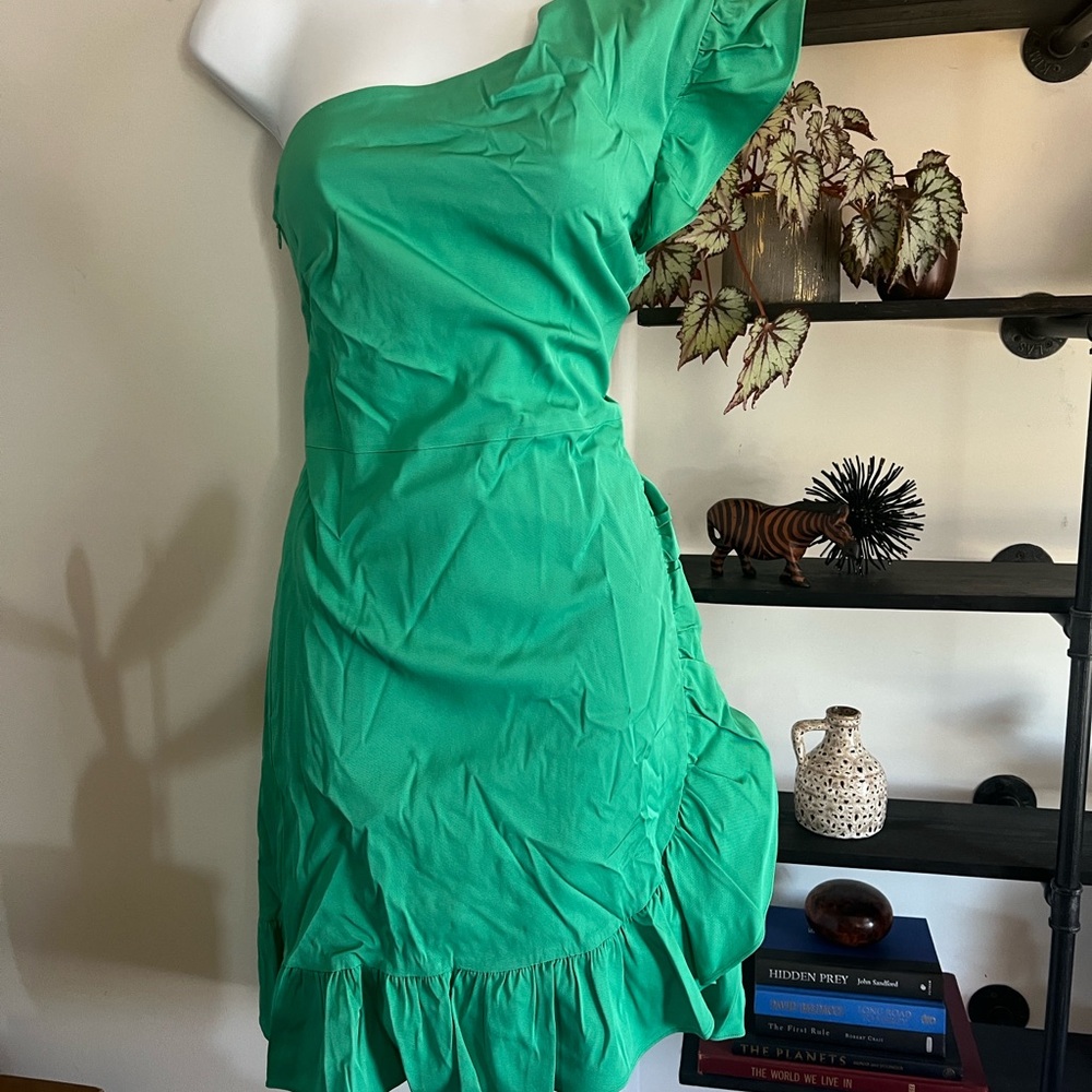 J. Crew Green One-Shoulder Elegant dress